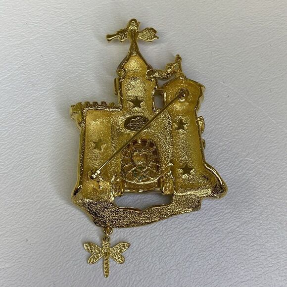 Kirks Folly Fairytale Castle Rapunzel Princess Gold Tone Enamel Brooch - Picture 6 of 8